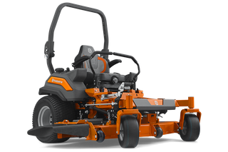Front view of a Husqvarna commercial front mower with cutting deck.