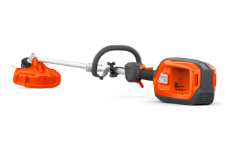 Side view of a Husqvarna battery-powered trimmer.