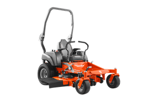 Front view of a Husqvarna commercial front mower with cutting deck.