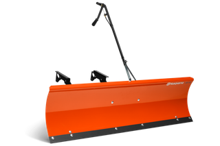 Front view of a Husqvarna snow blade attachment for lawn tractors.