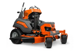 Front view of a Husqvarna commercial front mower with cutting deck.