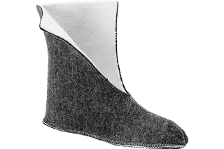 Front view of a grey felt boot liner.