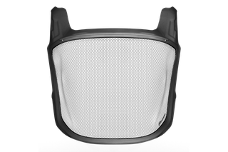 Front view of a Husqvarna safety helmet visor with ear protection.