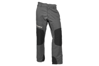 Front view of Husqvarna work trousers with reinforced knee areas.