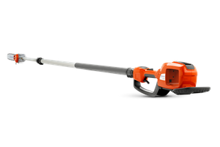 Side view of a Husqvarna pole saw with extended reach.