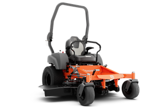 Front view of a Husqvarna commercial front mower with cutting deck.