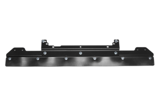 Front view of a metal component with multiple screw holes.