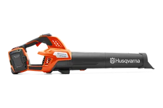 Side view of a Husqvarna battery-powered leaf blower.