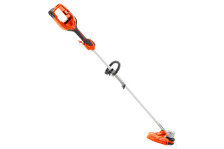 Side view of a cordless string trimmer with ergonomic handle.