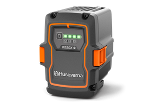 Front view of a Husqvarna B220X battery with indicator lights.