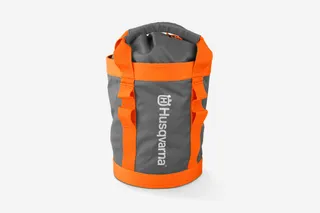 Front view of a Husqvarna branded tool bag with a handle.